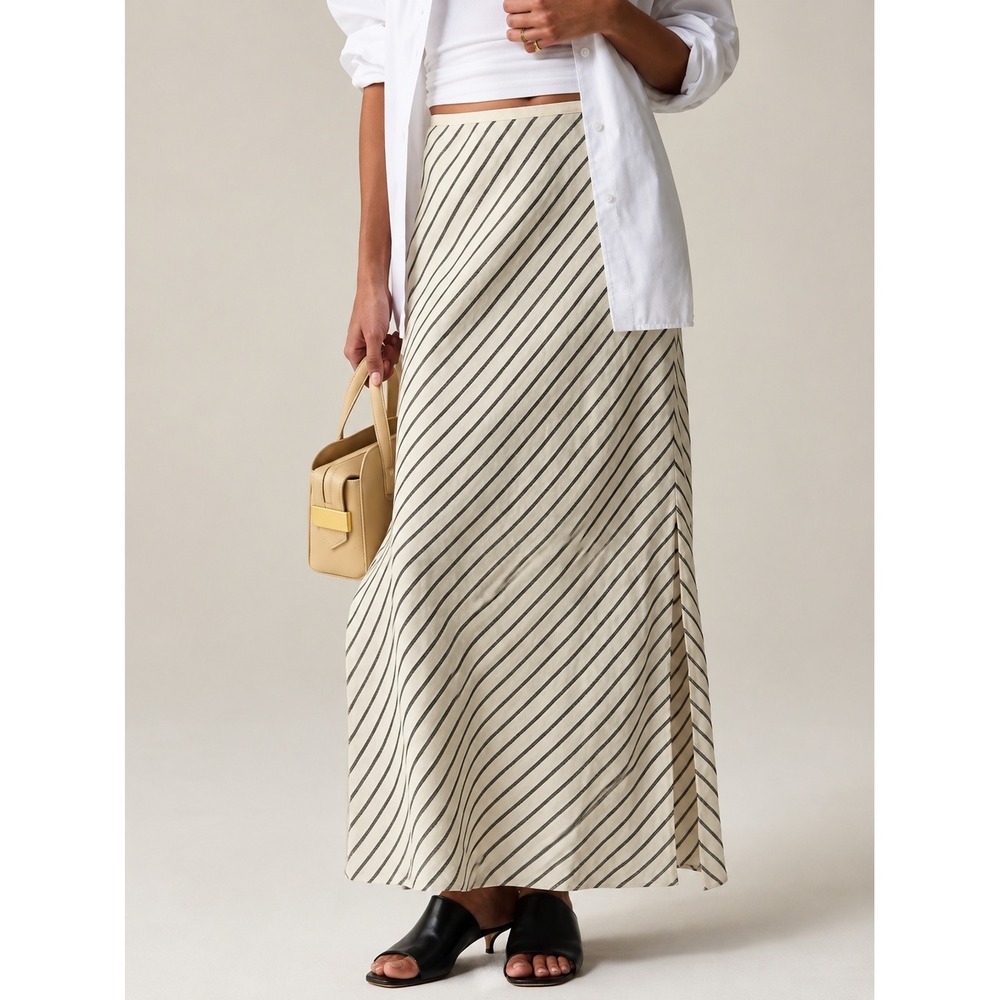 J.Crew Gwyneth Slip Skirt Medium Striped Linen Coastal Resort Beach Nautical